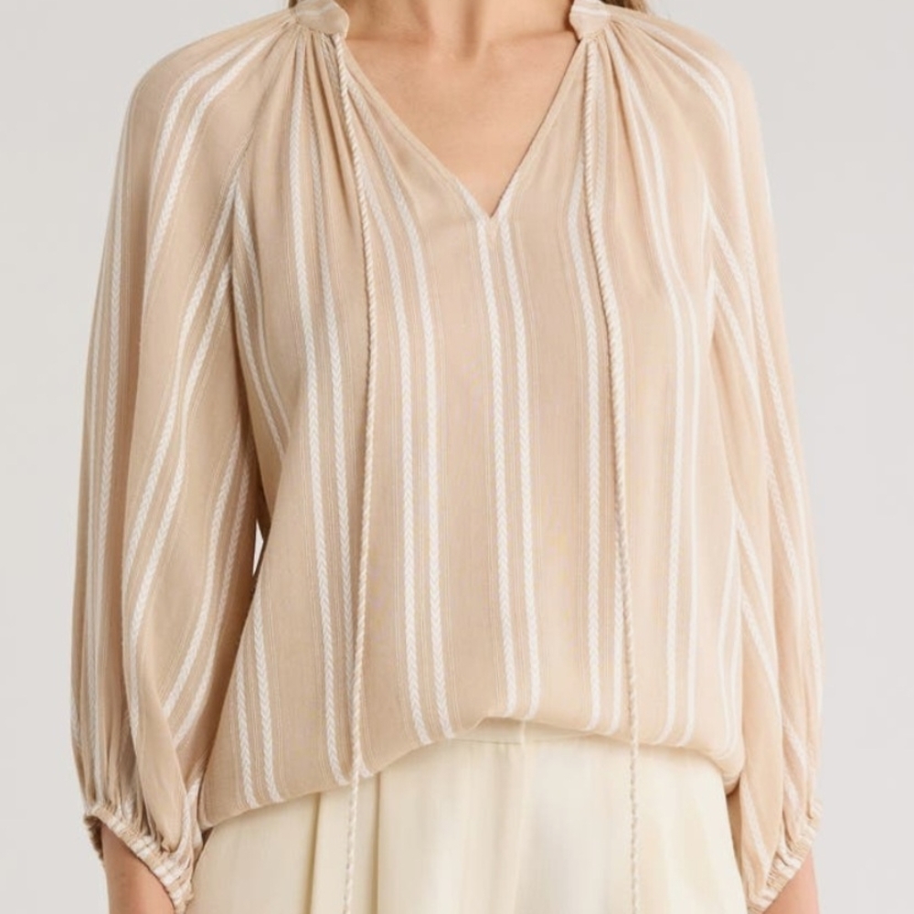 Elegant Beige Striped Women's Top